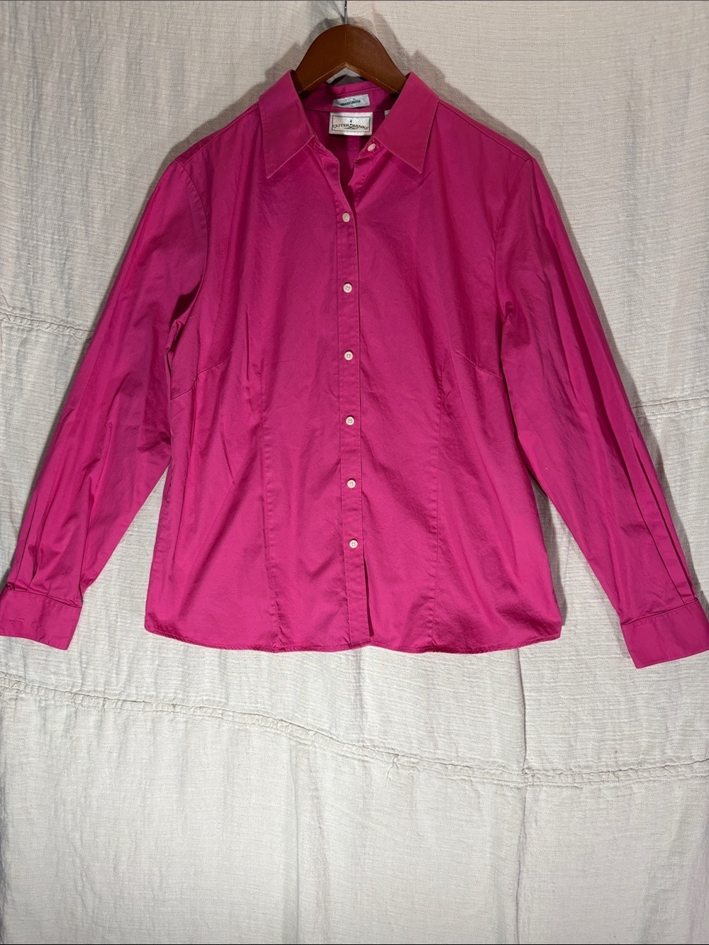 Outer Banks Ultimate Collection Hot Pink 100% Cotton Button Down Shirt L EUC